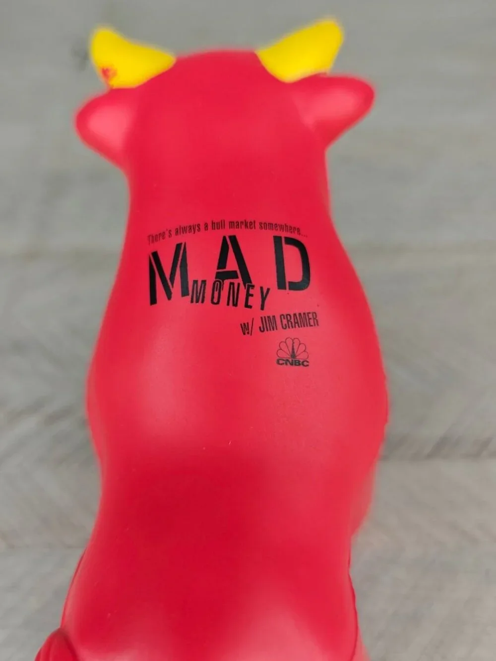 Rare Jim Cramer Mad Money Stress Ball Red Bull Figure Foam CNBC